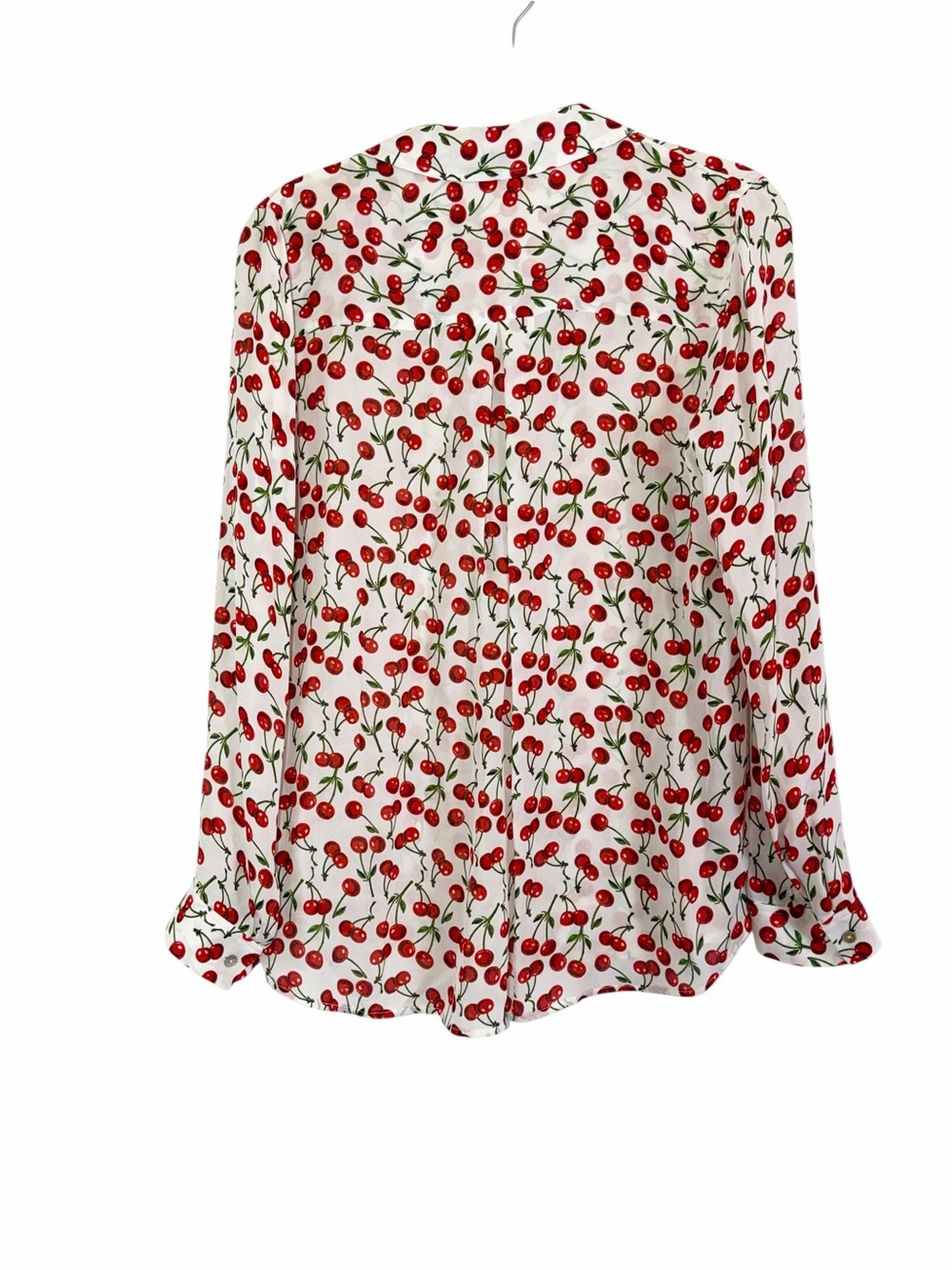 L’AGENCE Nina Cherry Print 100% Silk Button Front Blouse Top Size M - Picture 2 of 7